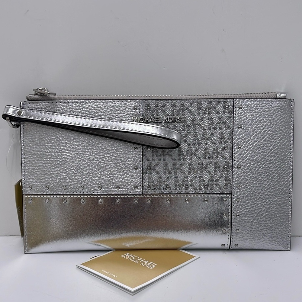 Michael Kors Jet Set Travel Lg TZ Studded Metallic Patchwork and Signature Logo